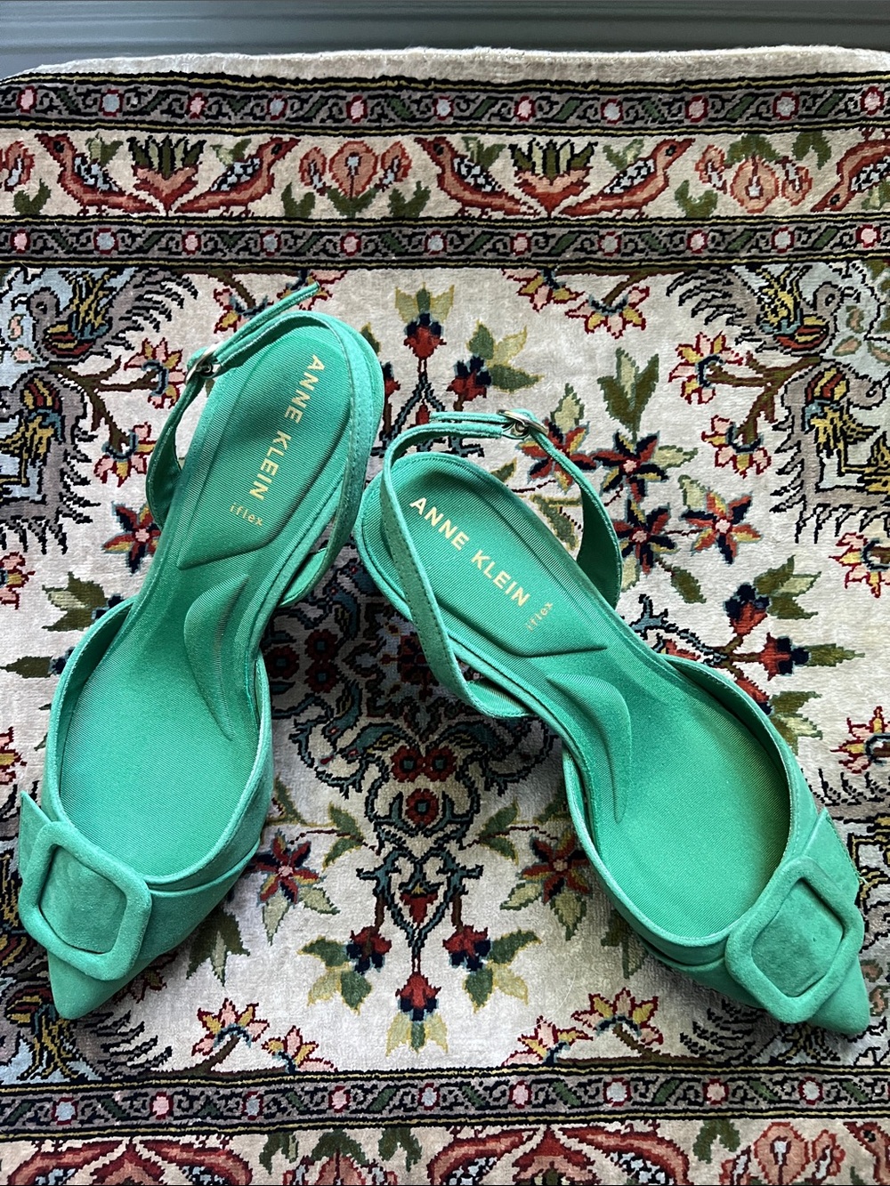 Anne Klein Teal Slingback Sandals with Buckle